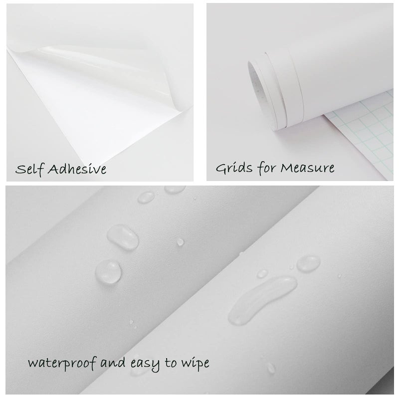 Homease Solid White Wallpaper 24 x 196 inch Thick Matte White Contact Paper Decorative Peel and Stick Wallpaper for Shelf Liner Cabinet Table Door Waterproof Vinyl Self Adhesive Film - Image 3